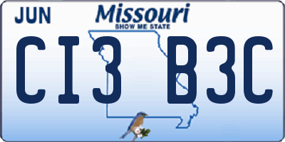 MO license plate CI3B3C