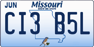 MO license plate CI3B5L