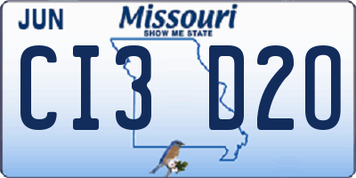 MO license plate CI3D2O