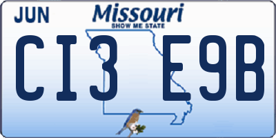 MO license plate CI3E9B