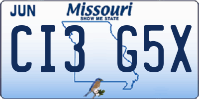 MO license plate CI3G5X