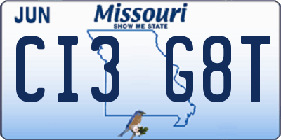MO license plate CI3G8T