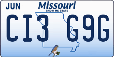 MO license plate CI3G9G