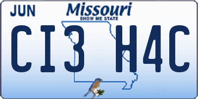 MO license plate CI3H4C