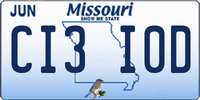 MO license plate CI3I0D
