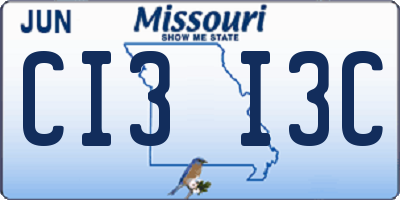 MO license plate CI3I3C