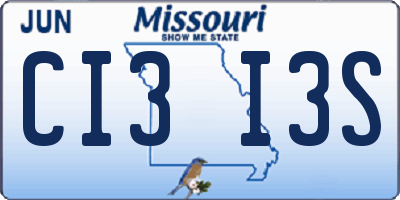 MO license plate CI3I3S