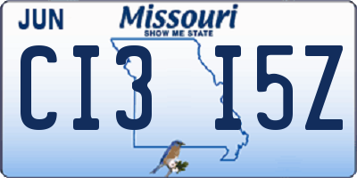 MO license plate CI3I5Z