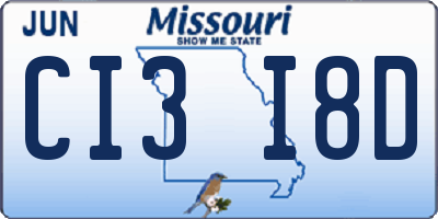 MO license plate CI3I8D
