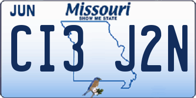 MO license plate CI3J2N