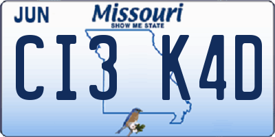 MO license plate CI3K4D