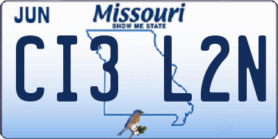 MO license plate CI3L2N
