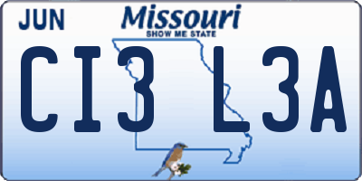 MO license plate CI3L3A