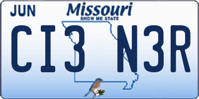 MO license plate CI3N3R