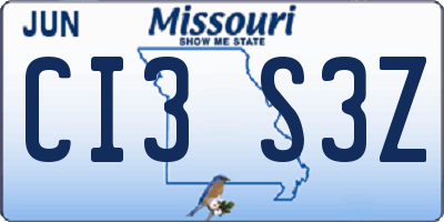 MO license plate CI3S3Z
