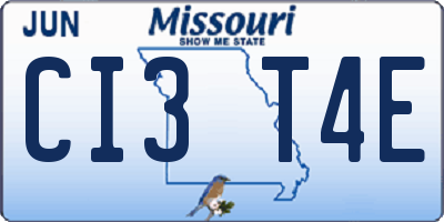 MO license plate CI3T4E