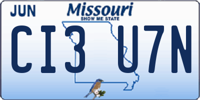 MO license plate CI3U7N