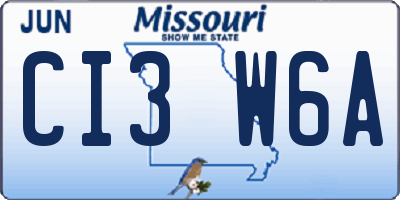 MO license plate CI3W6A