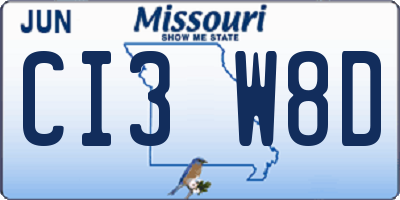 MO license plate CI3W8D