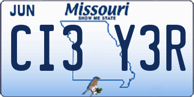 MO license plate CI3Y3R