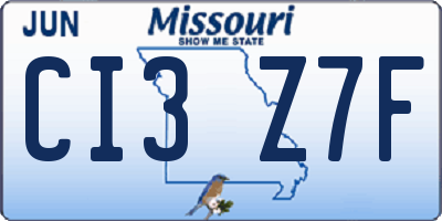 MO license plate CI3Z7F