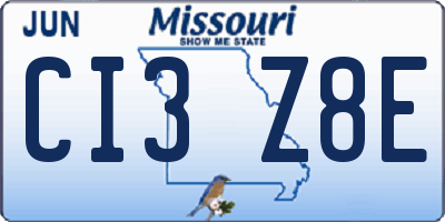 MO license plate CI3Z8E