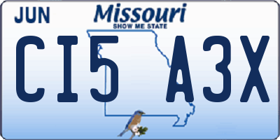MO license plate CI5A3X