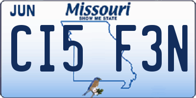 MO license plate CI5F3N