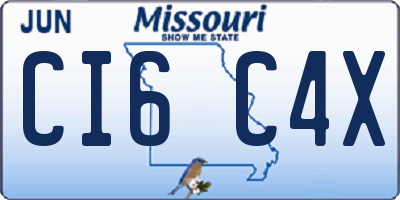 MO license plate CI6C4X