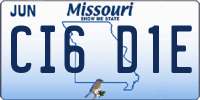 MO license plate CI6D1E