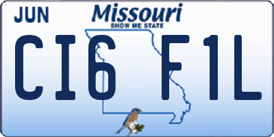 MO license plate CI6F1L