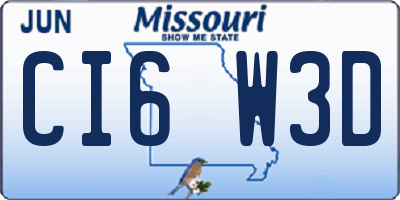 MO license plate CI6W3D