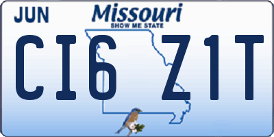 MO license plate CI6Z1T