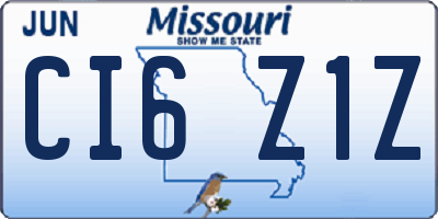 MO license plate CI6Z1Z