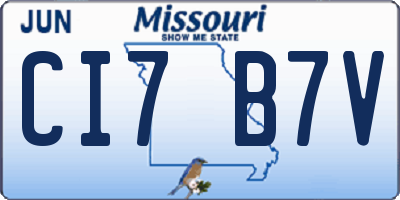 MO license plate CI7B7V