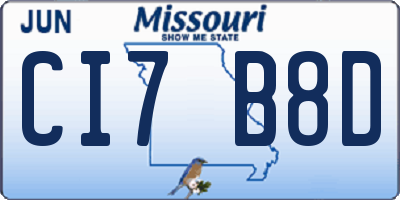 MO license plate CI7B8D