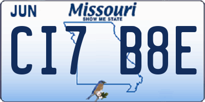 MO license plate CI7B8E