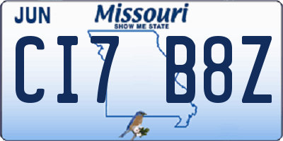 MO license plate CI7B8Z