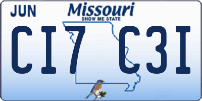 MO license plate CI7C3I