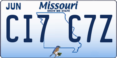 MO license plate CI7C7Z