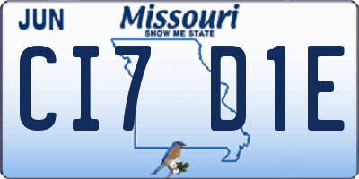 MO license plate CI7D1E