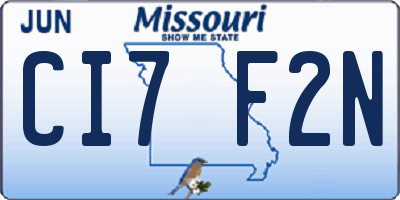MO license plate CI7F2N