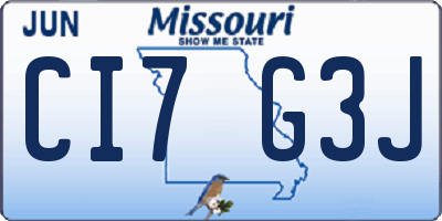 MO license plate CI7G3J