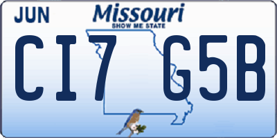 MO license plate CI7G5B