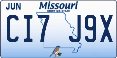 MO license plate CI7J9X