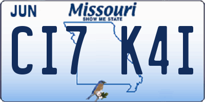 MO license plate CI7K4I