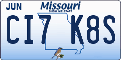 MO license plate CI7K8S