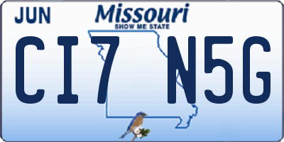 MO license plate CI7N5G