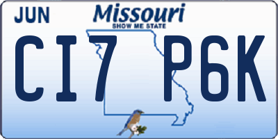 MO license plate CI7P6K