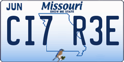 MO license plate CI7R3E